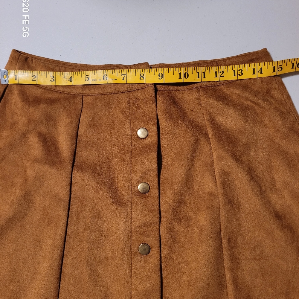 Primark Women's Faux Suede Button-Up A line Mini Skirt Copper Size 6 - Picture 5 of 8